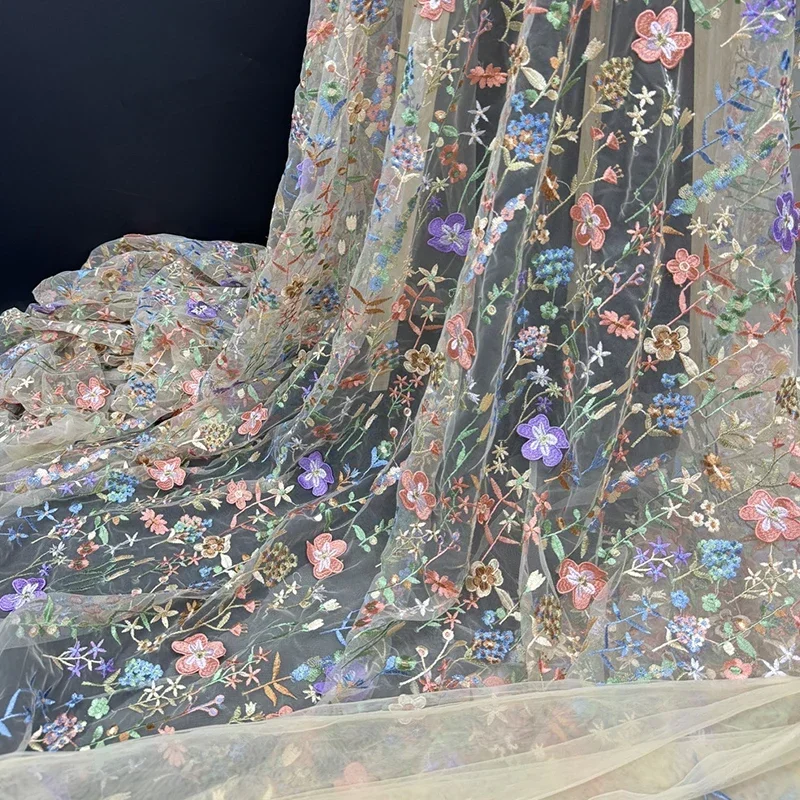 3D Floral Embroidered Tulle Fa - Textile And Sewing Materials recension och pris