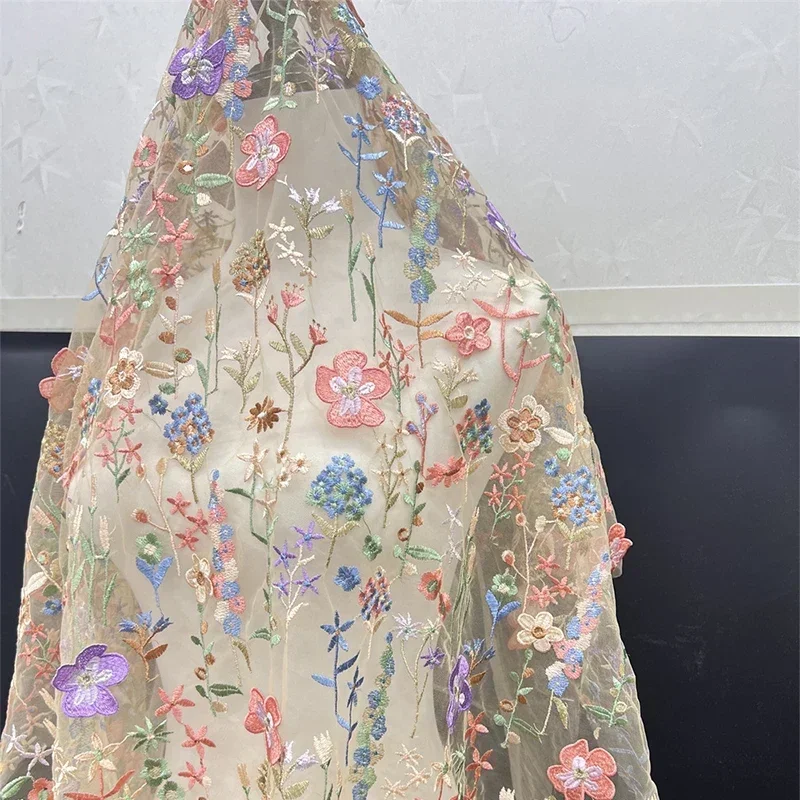 3D Floral Embroidered Tulle Fa - Textile And Sewing Materials recension och pris