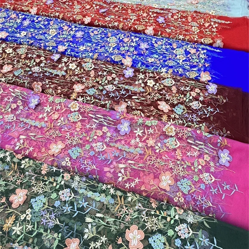 3D Floral Embroidered Tulle Fa - Textile And Sewing Materials recension och pris