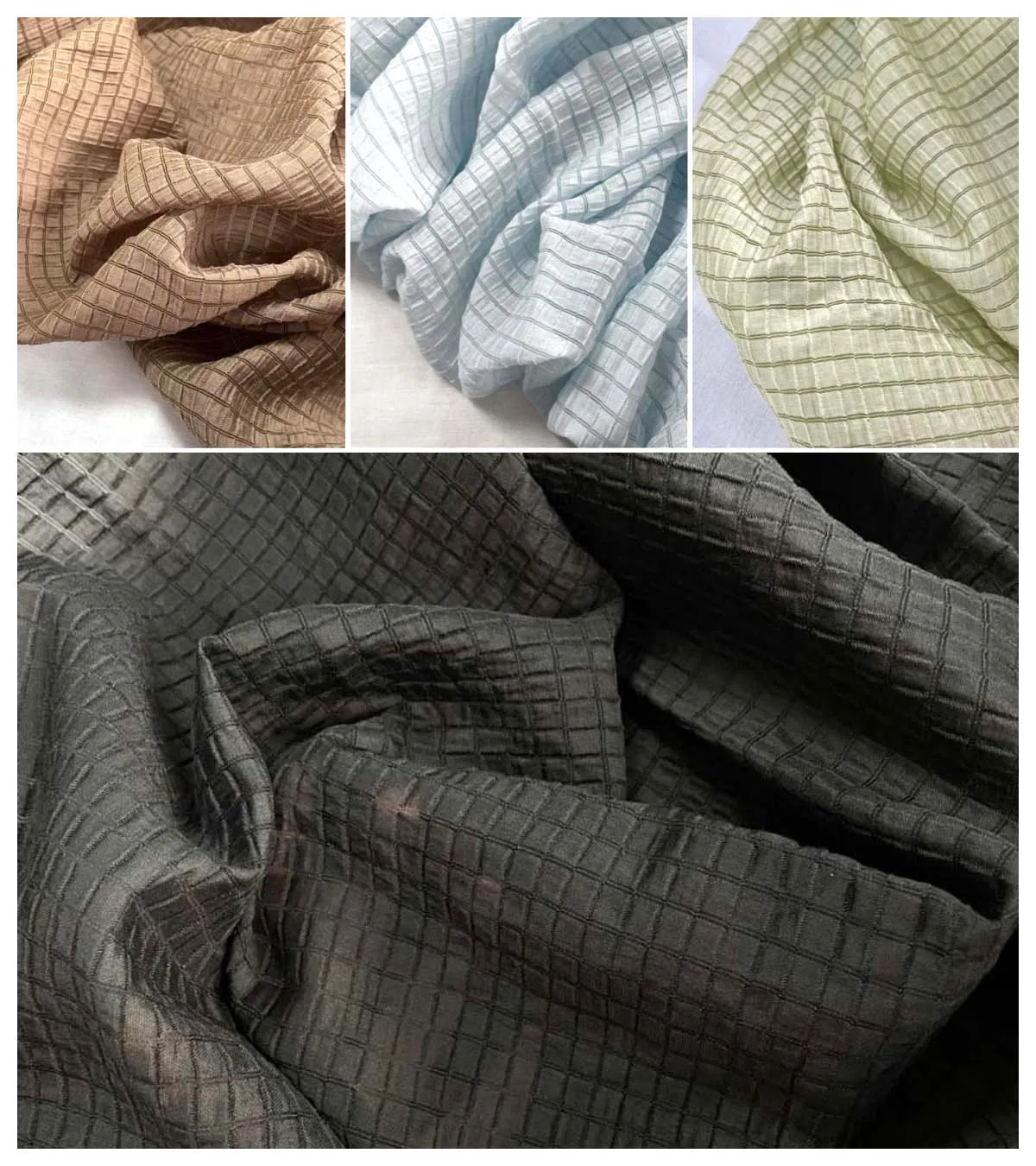 Cream Yellow Checkered Fabric  - Textile And Sewing Materials recension och pris