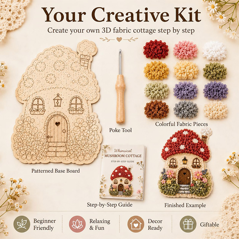 3D Mushroom House Poke Art DIY - Sewing Art recension och pris