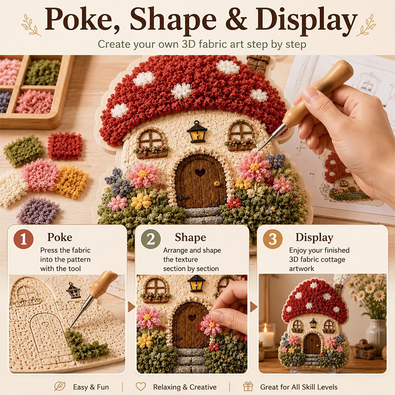 3D Mushroom House Poke Art DIY - Sewing Art recension och pris