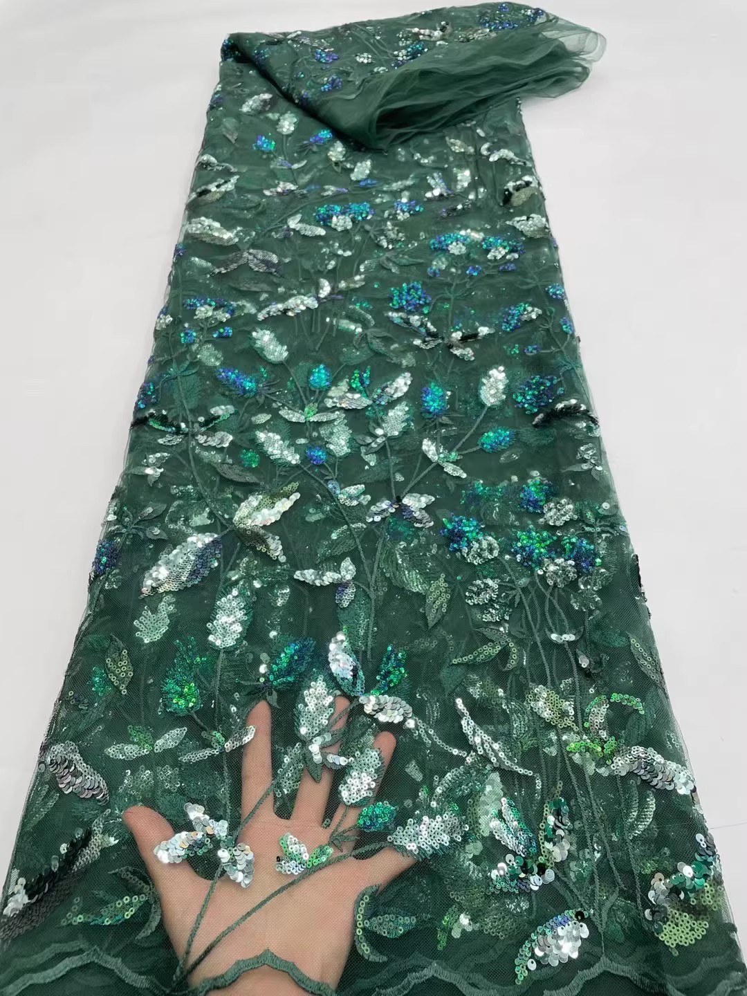 1yard Exquisite Sequin plant f - Sewing Embroidery Fabric recension och pris