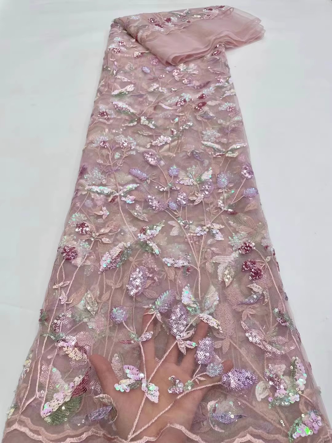 1yard Exquisite Sequin plant f - Sewing Embroidery Fabric recension och pris