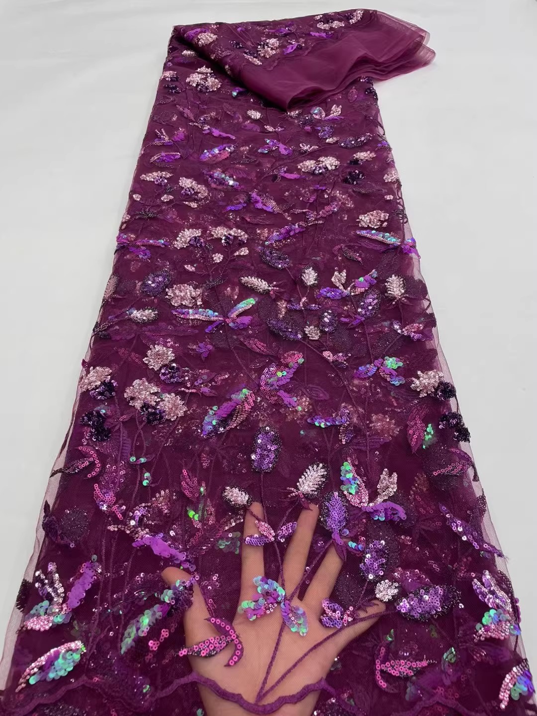 1yard Exquisite Sequin plant f - Sewing Embroidery Fabric recension och pris