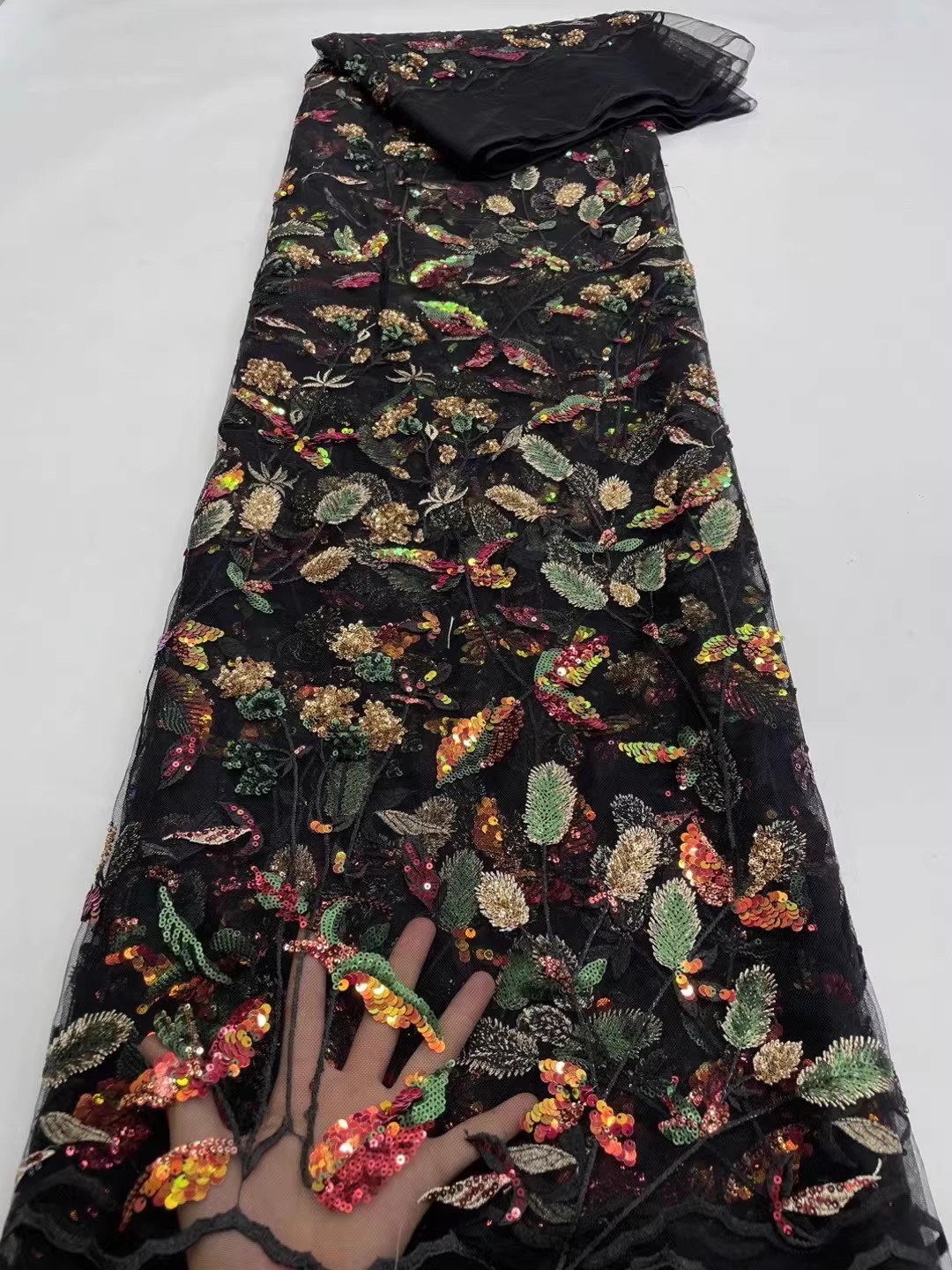 1yard Exquisite Sequin plant f - Sewing Embroidery Fabric recension och pris