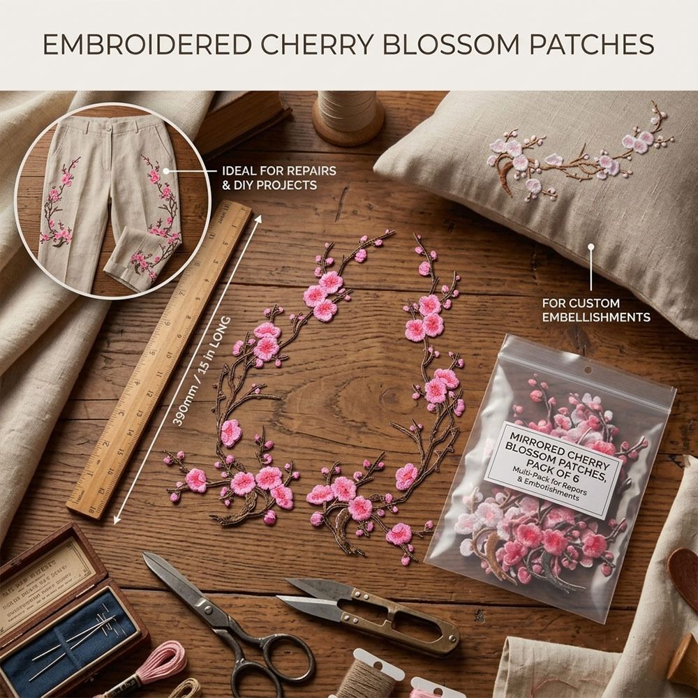 DIY Cherry Blossom Iron On Pat - Sewing Embroidery Fabric recension och pris
